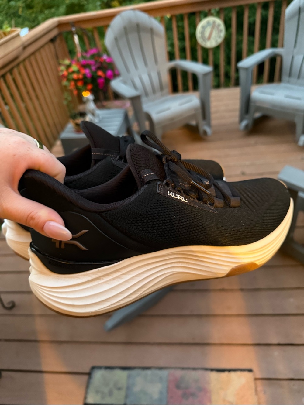 KURU Black Mesh Athletic Sneakers with White Sole